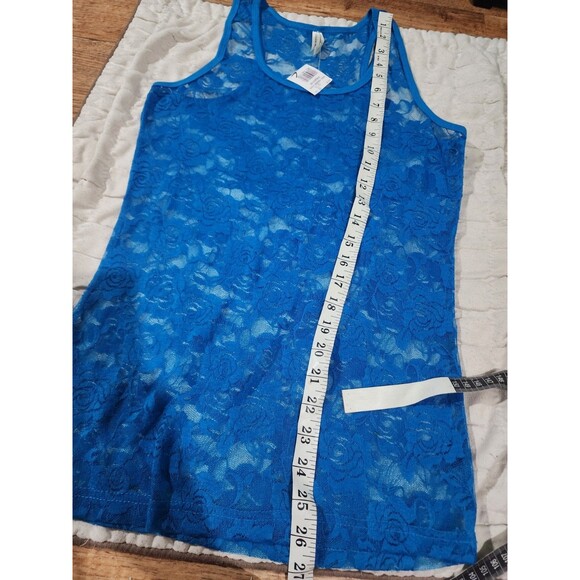 New Color Story Floral Lace Stretchy Tank Top Size Large L Razorback Cover - Picture 6 of 7